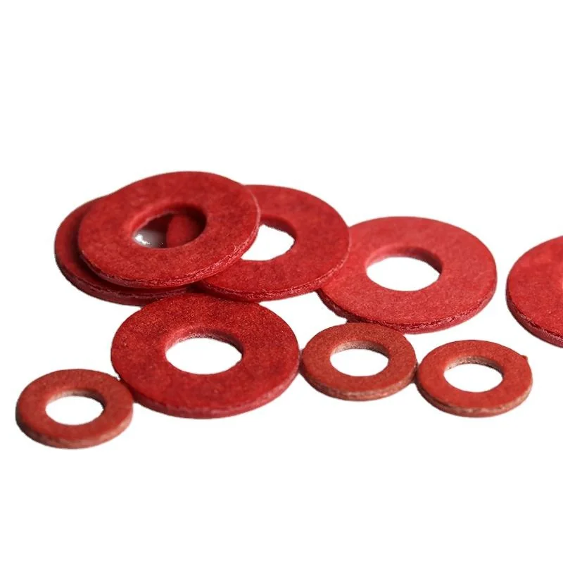 Red Fiber Electrical Insulating Washers: red vulcanized-fiber washer assortments, flat insulating rings and punched hardware spacers, view 3