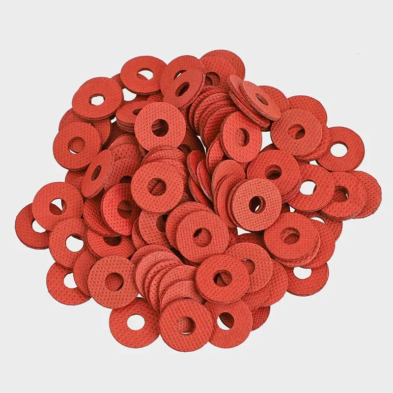 Red Fiber Electrical Insulating Washers: red vulcanized-fiber washer assortments, flat insulating rings and punched hardware spacers, view 4