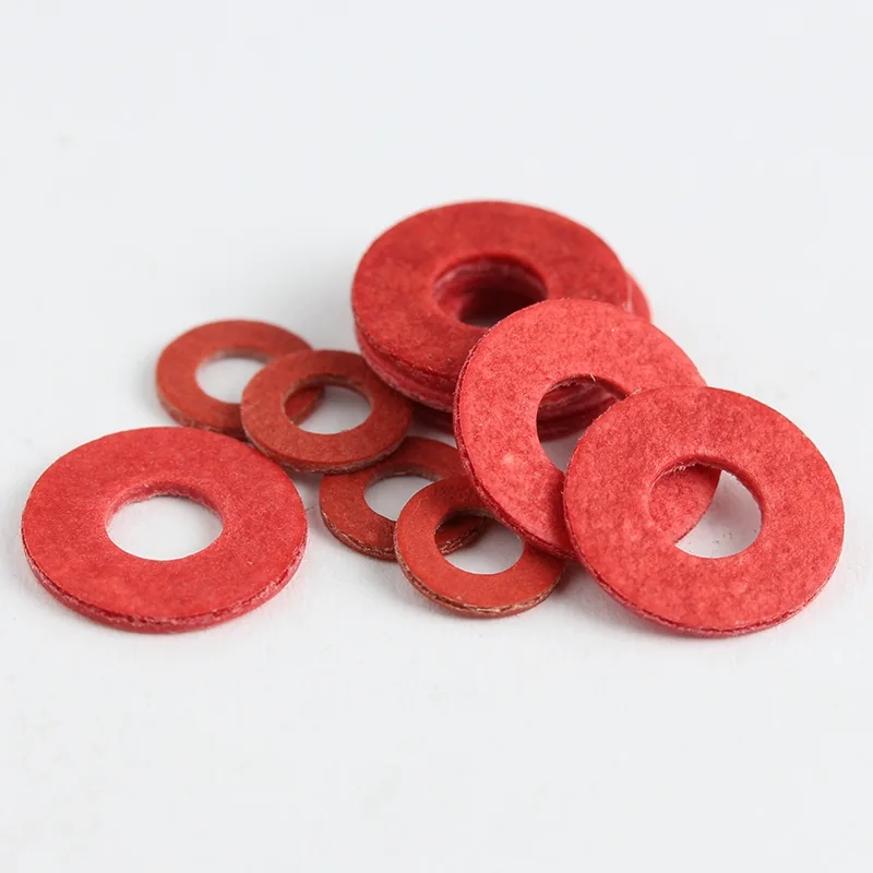 Red Fiber Electrical Insulating Washers: red vulcanized-fiber washer assortments, flat insulating rings and punched hardware spacers, view 6