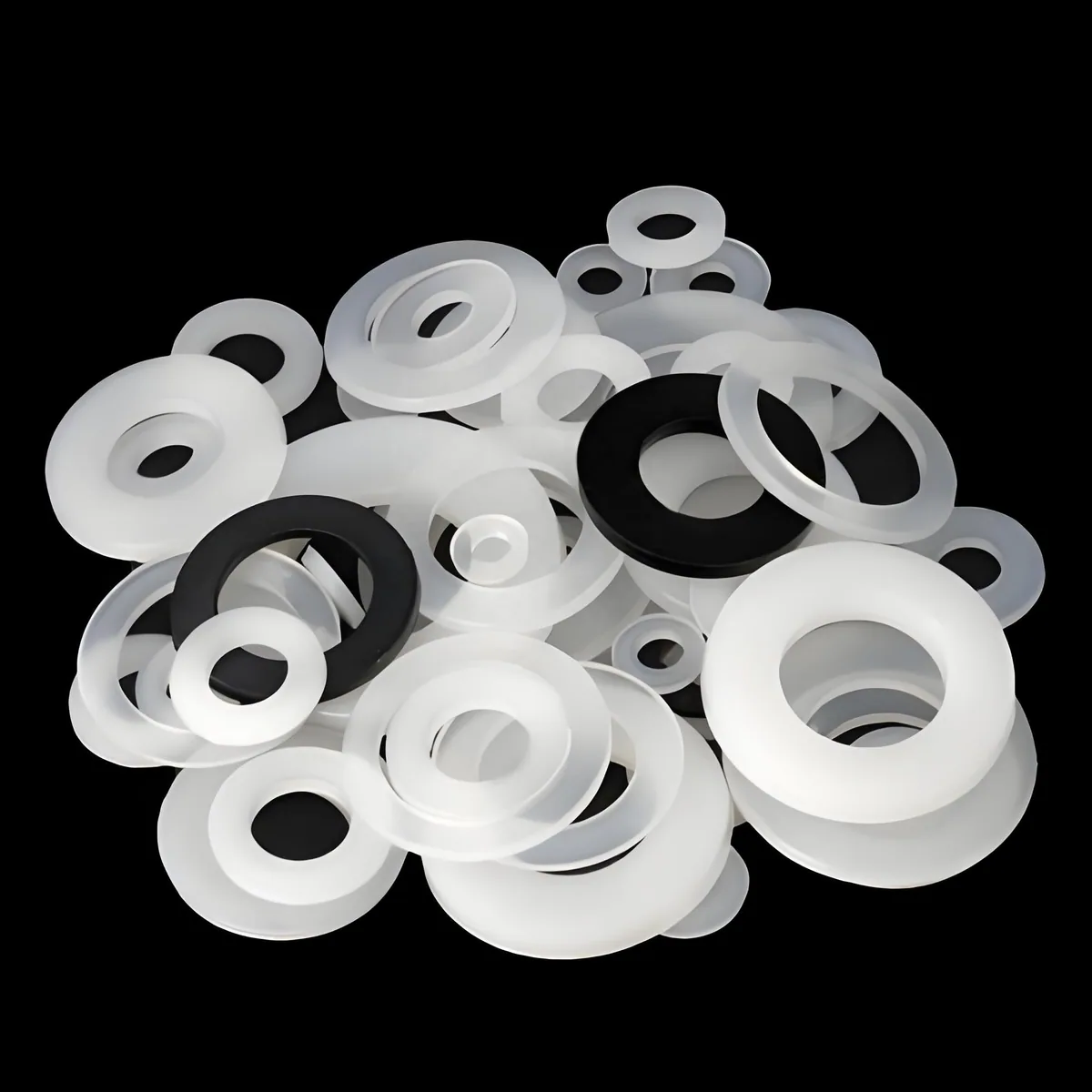 Custom rubber washer with controlled inner diameter